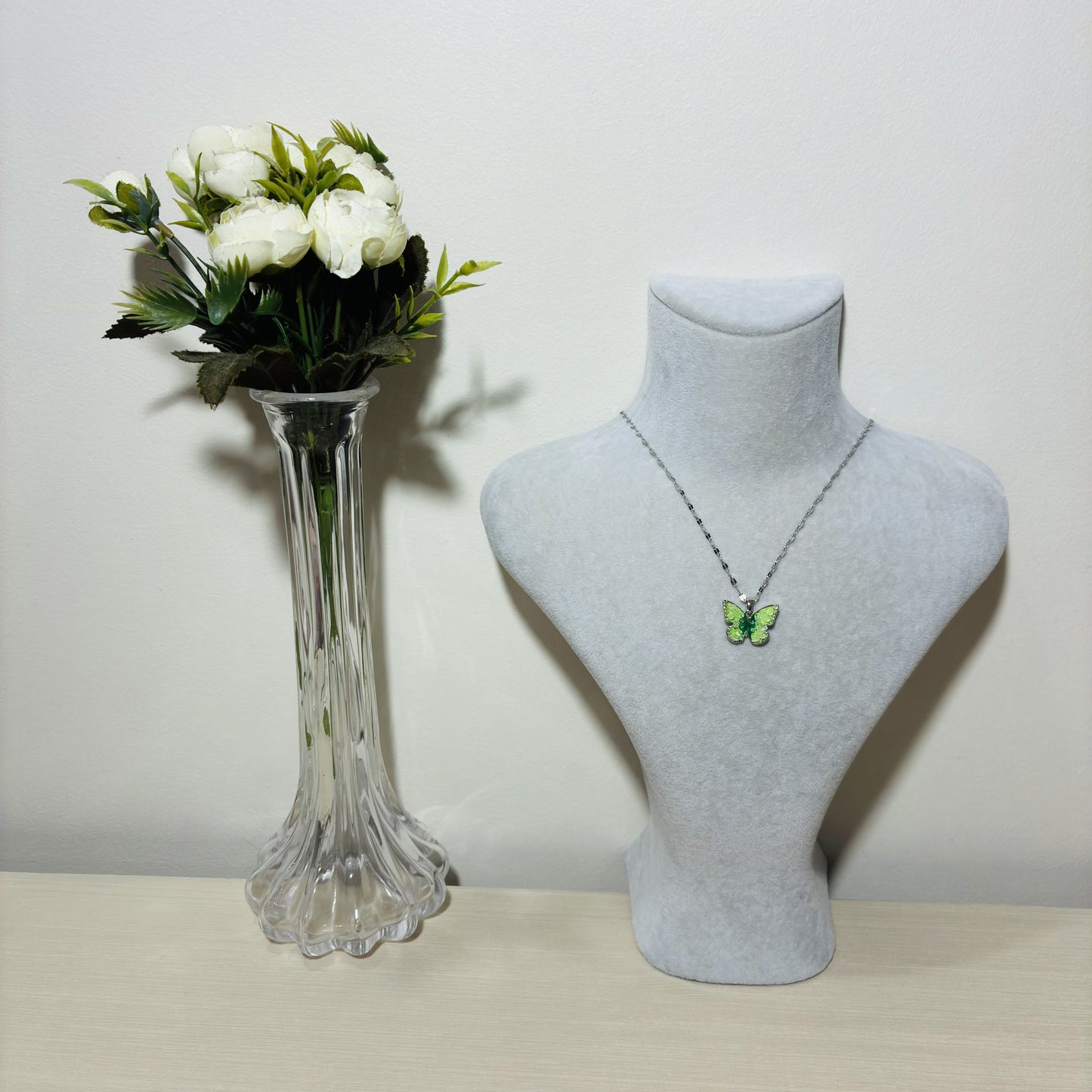 Yeşil Kelebek Kolye – Paslanmaz Çelik Zincir, 5 gr