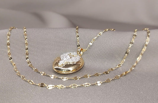 14 Ayar Altın Kaplama Oval Açılabilir Kolye – Zarafet ve Işıltının Buluşması