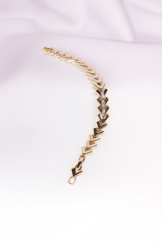 Altın Kaplama Balık Kılçığı Bileklik – 14K Parlaklık, 15 gr