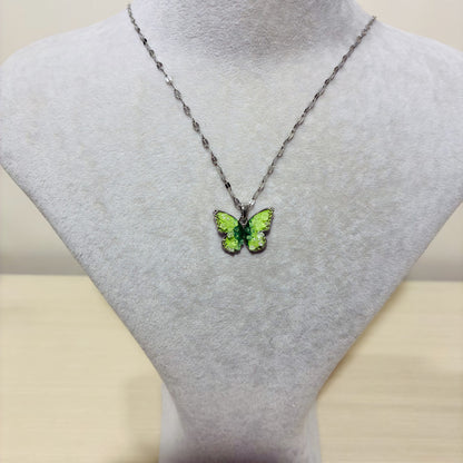 Yeşil Kelebek Kolye – Paslanmaz Çelik Zincir, 5 gr
