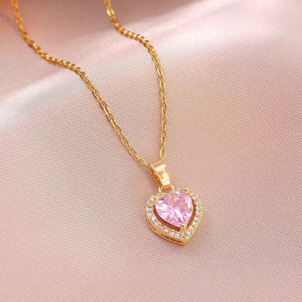 Pembe Kalp Kolye