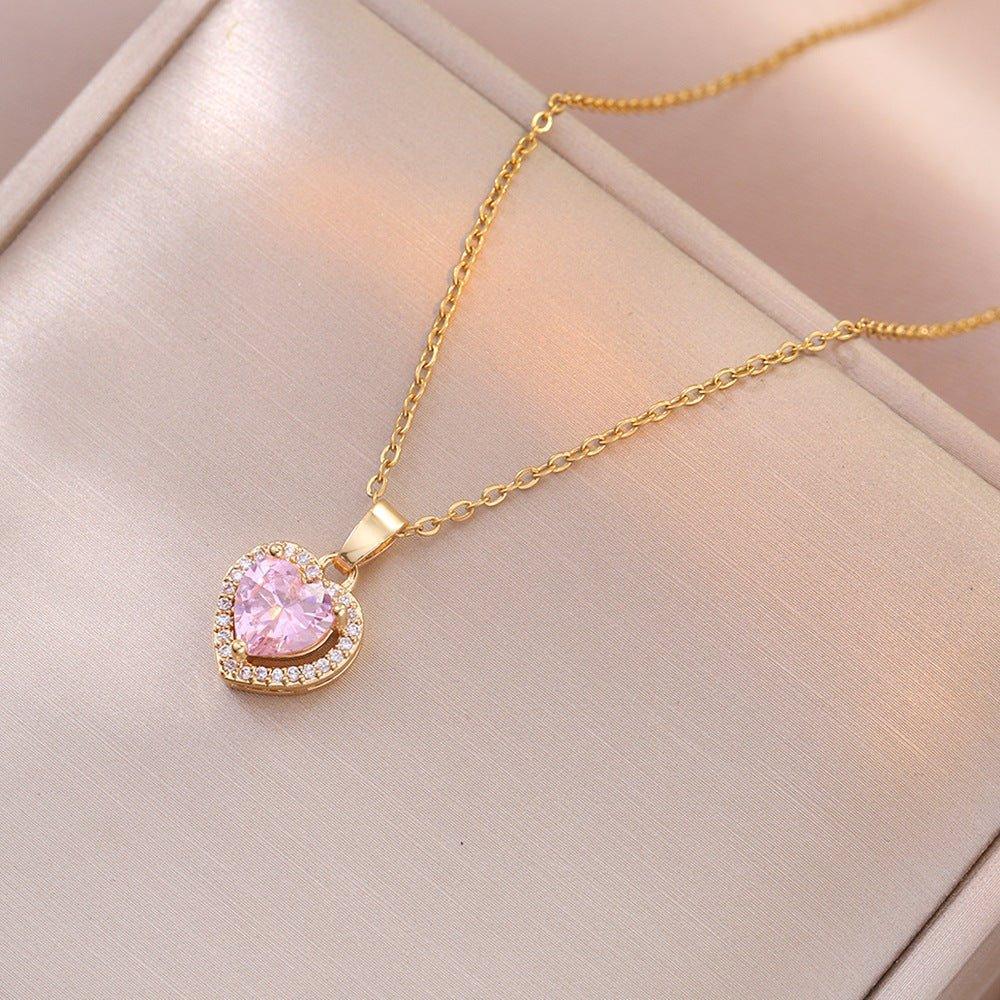 Pembe Kalp Kolye 